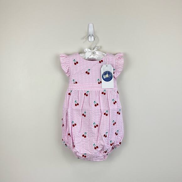 Classic Prep Childrenswear Beatrice Bubble Pink Stripe Cherries 18-24 Months NWT - Picture 1 of 8